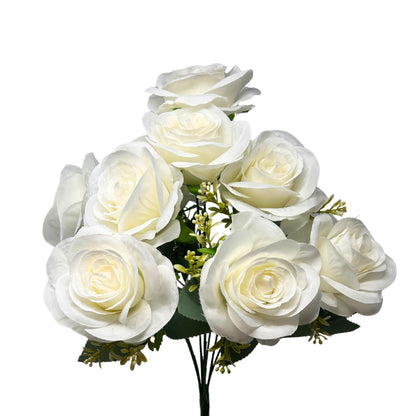 Southern Rose Bush x9 w/ Filler - 17" Cream | QOE