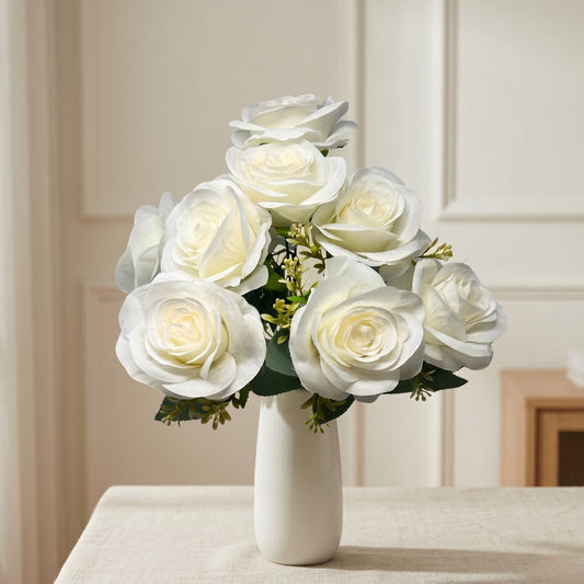 Southern Rose Bush x9 w/ Filler - 17" Cream | QOE