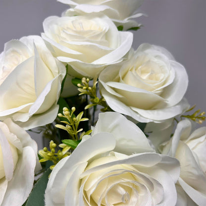 Southern Rose Bush x9 w/ Filler - 17" Cream | QOE