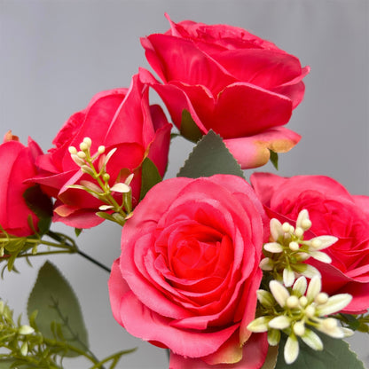 Southern Rose Bush x9 w/ Filler - 17" Hot Pink | QOE