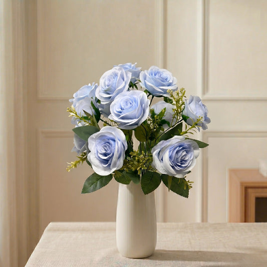 Southern Rose Bush x9 w/ Filler - 17" Light Blue | QOE