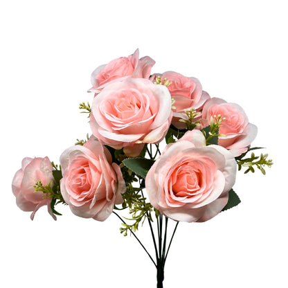 Southern Rose Bush x9 w/ Filler - 17" Pink | QOE