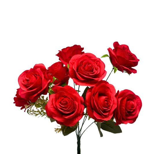 Southern Rose Bush x9 w/ Filler - 17" Red | QOE