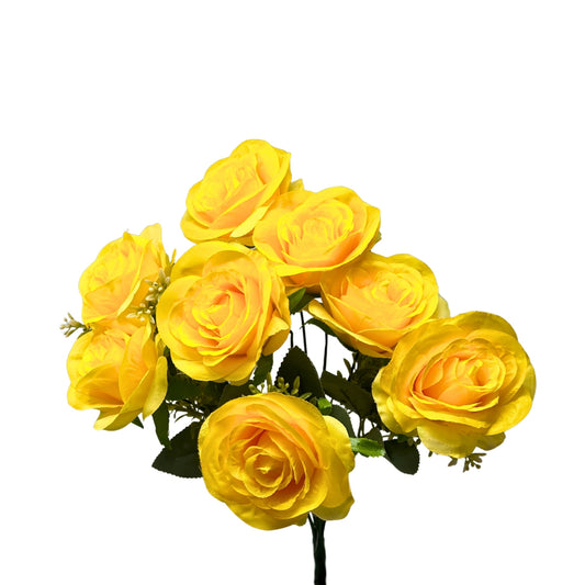 Southern Rose Bush x9 w/ Filler - 17" Yellow | QOE