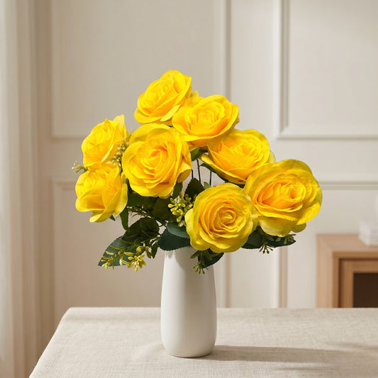 Southern Rose Bush x9 w/ Filler - 17" Yellow | QOE