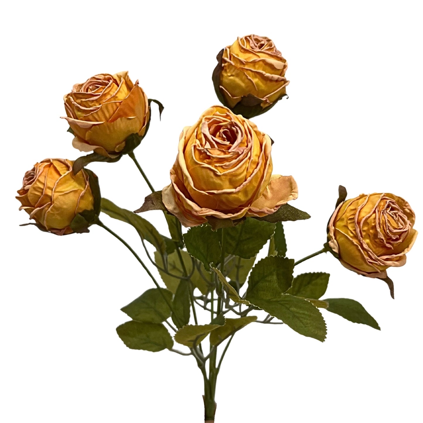 Mini Faux Dried Rose Bush x6 - 12" - Gold | GT