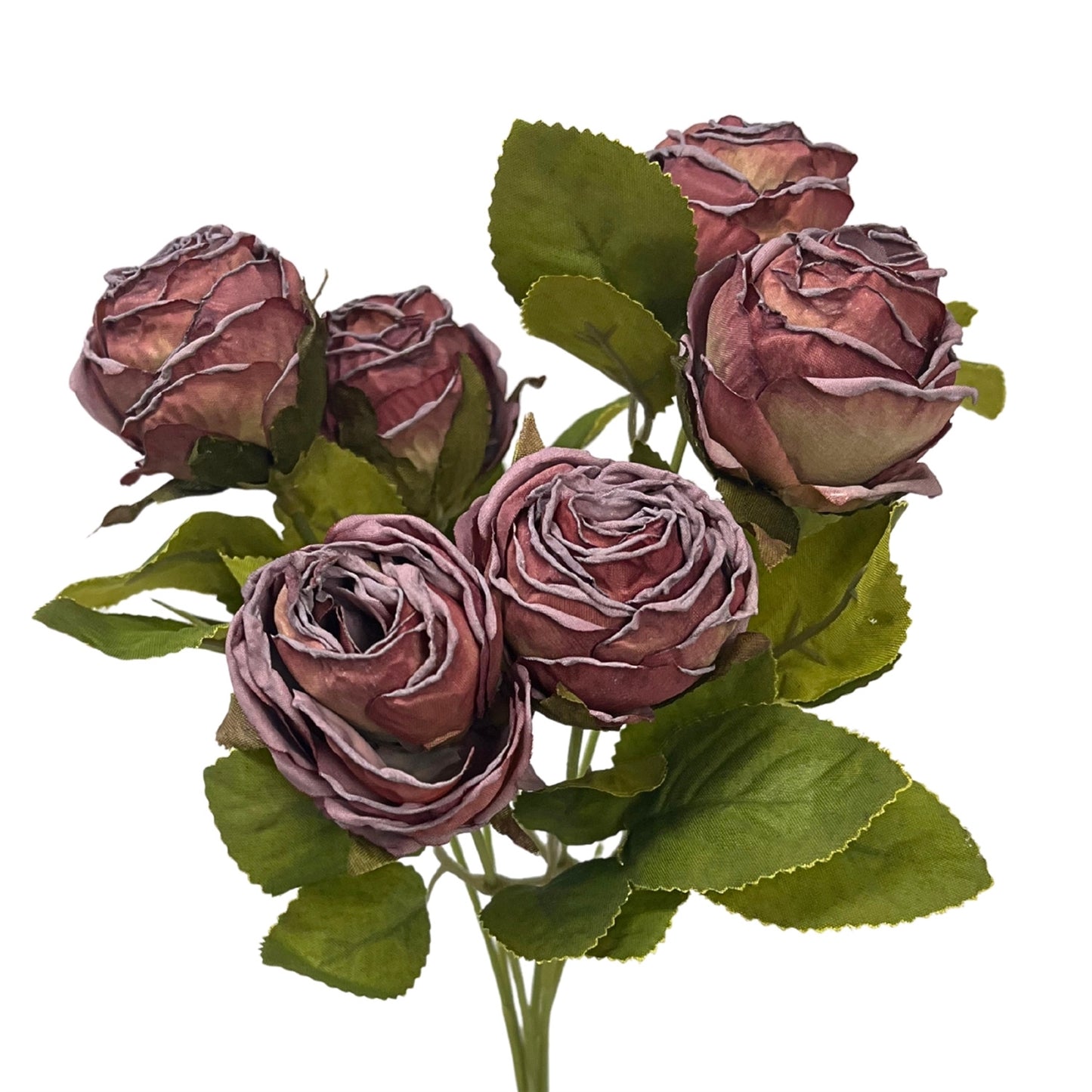 Mini Faux Dried Rose Bush x6 - 12" - Dried Purple | GT