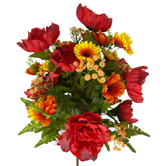 Fall Peony / Wild Flower x 36 Mixed Bush 25" - Red/Gold | CZ