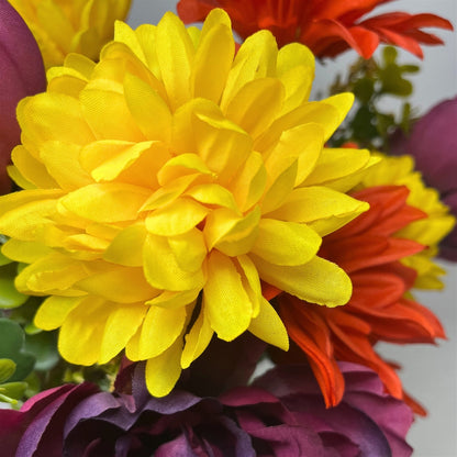 Fall Peony / Daisy / Mum x 18 Mixed Bush 20" - Purple/Orange/Yellow