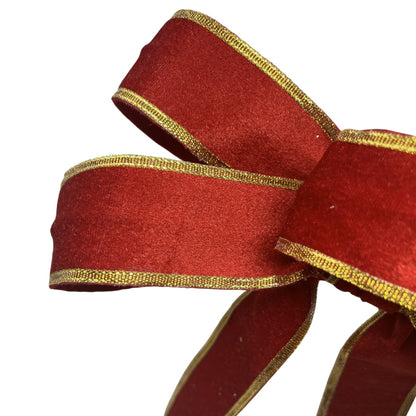 Red Velvet bow/ w/ Gold Edge and Heavy Wire 15" x10" |