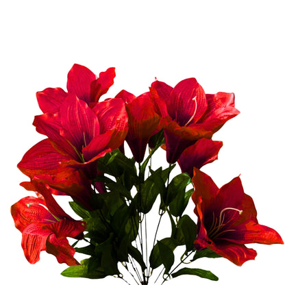 Satin Amaryllis Bush x12 - 24" - Red