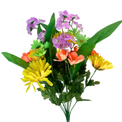 Mixed Flower Bush (18 tall”) x 14 Bright Mix  Yellow /Coral /Purple/Green