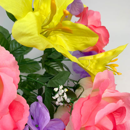 Rose / Lily / Hydrangea Mixed Bush x 14 - Yellow/Pink/Lavender | CZE