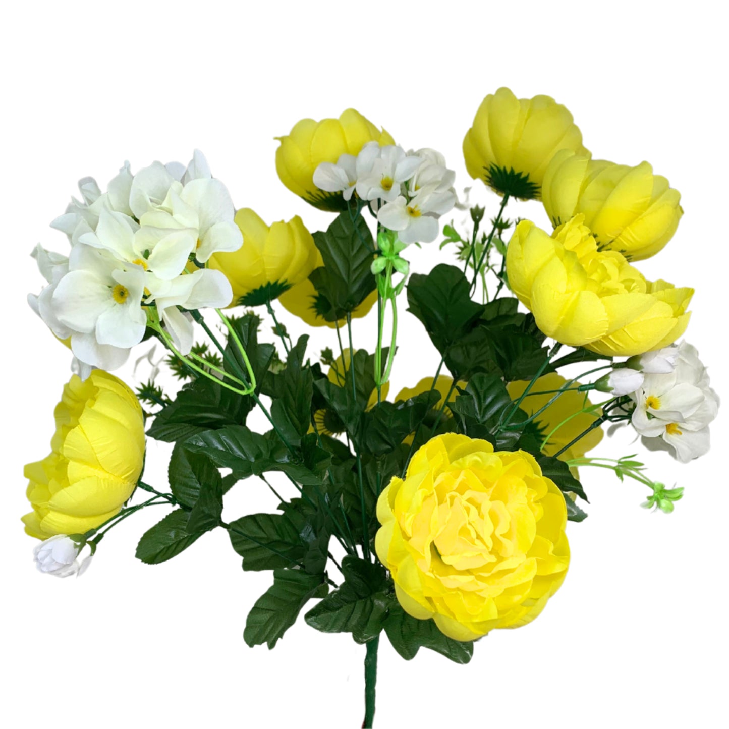 Peony / Hydrangea Mixed Bush x 18 - Yellow/Cream Mix 20" | CZE