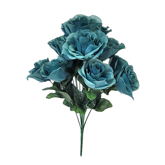 Medium Open Rose Bush x 14 - Teal 19" | CZE