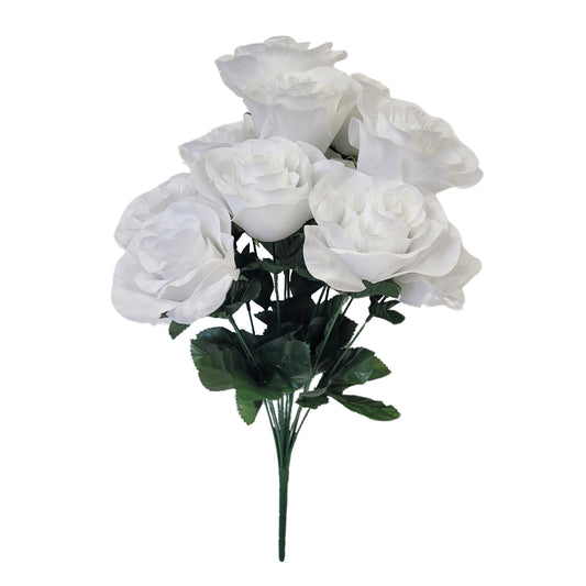 Medium Open Rose Bush x 14 - White 19" | CZE