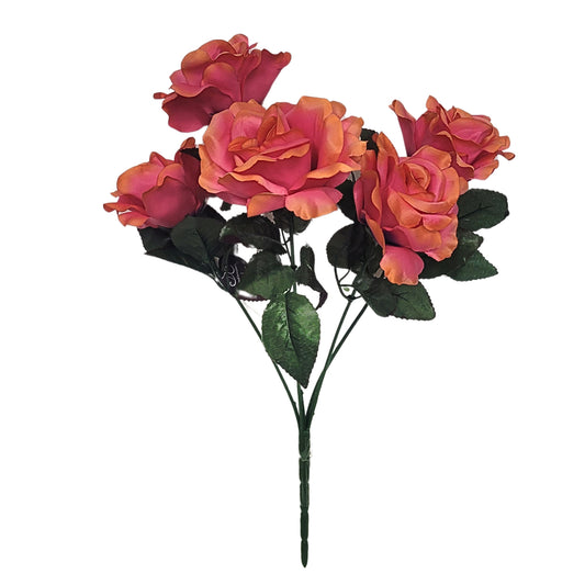 Open Rose Bush x 5 - Peach/Plum 19" | CZE