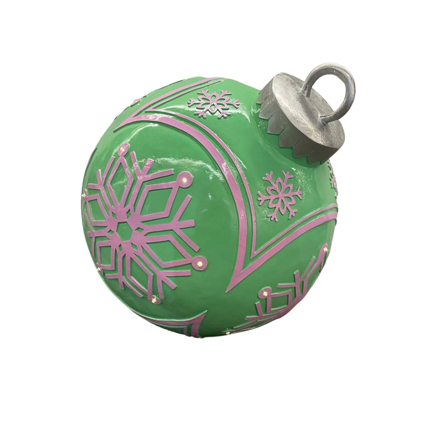 31'' Fiberglass Ball Ornament With Led Light (Mint Ball With Pink Hand Painting) | LC (IN STORE PICKUP ONLY)