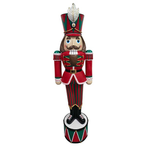 71.5" Resin Striped Nutcracker with Base - Black/Red/Green | LC
