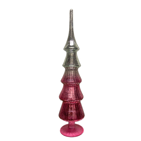 "4''X4''X18'' Glass Pink & Silver Finial | LC