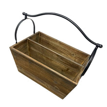Load image into Gallery viewer, Wood Garden Trug Basket with Metal Handle