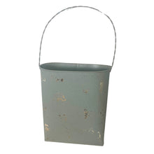 Load image into Gallery viewer, Rustic Flattened Metal Bucket Door Pocket in Grey