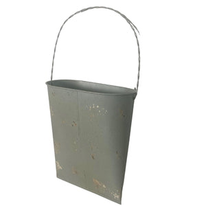 Rustic Flattened Metal Bucket Door Pocket in Grey