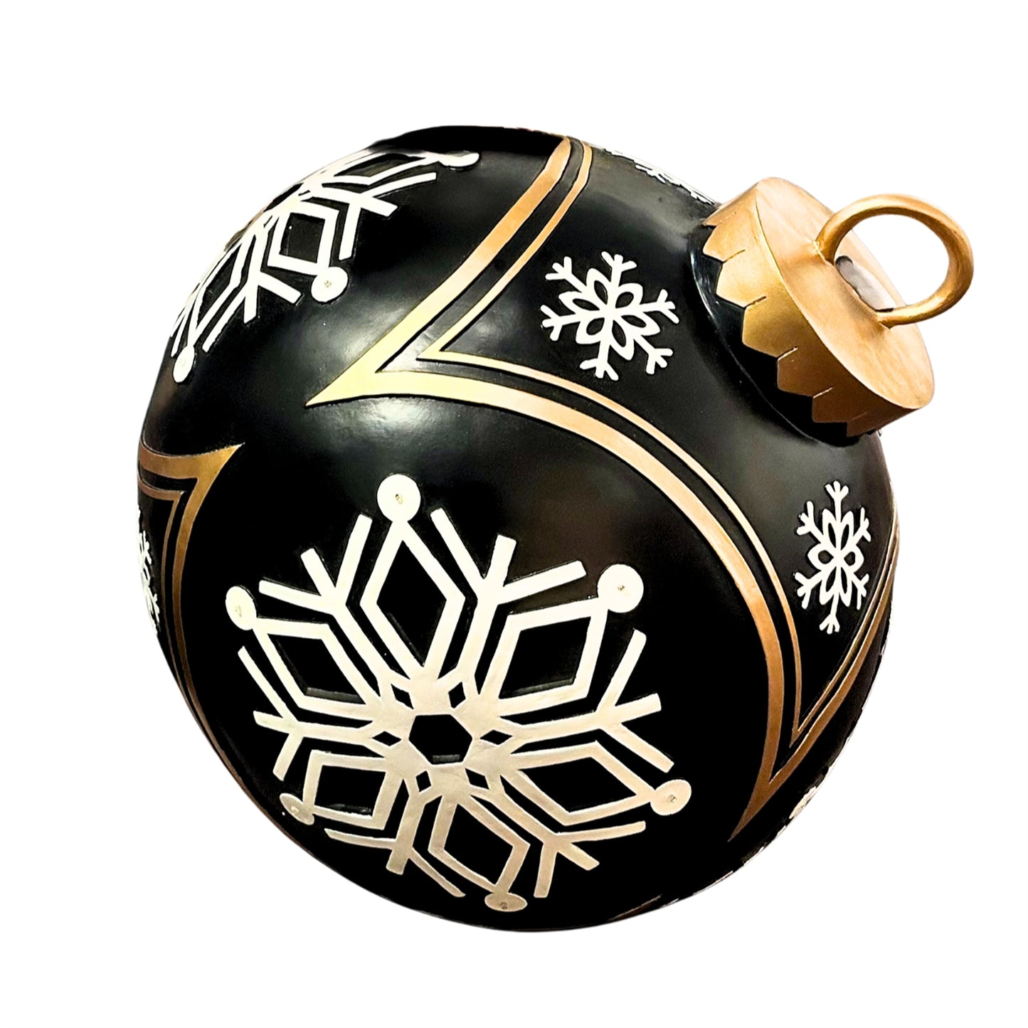 Fiberglass Ball With Led Light (Black Ball With White and Gold Hand Painting) 31" | LC