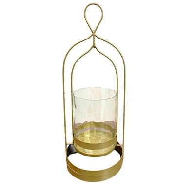 Gold Modern Suspended Glass Candle Holder 20" H x 7" Dia | SB