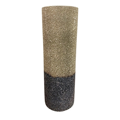 Ombre Crushed Glass Platinum/Black Vase 15" H x 5" Dia | SB