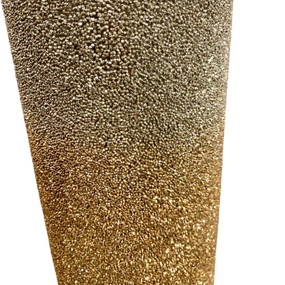 Ombre Crushed Glass Platinum/Gold Vase 15" H x 5" Dia | SB