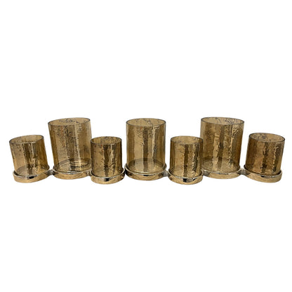 26"L Smoke Luster Glass Candle Holder Set of 7 pcs | SB