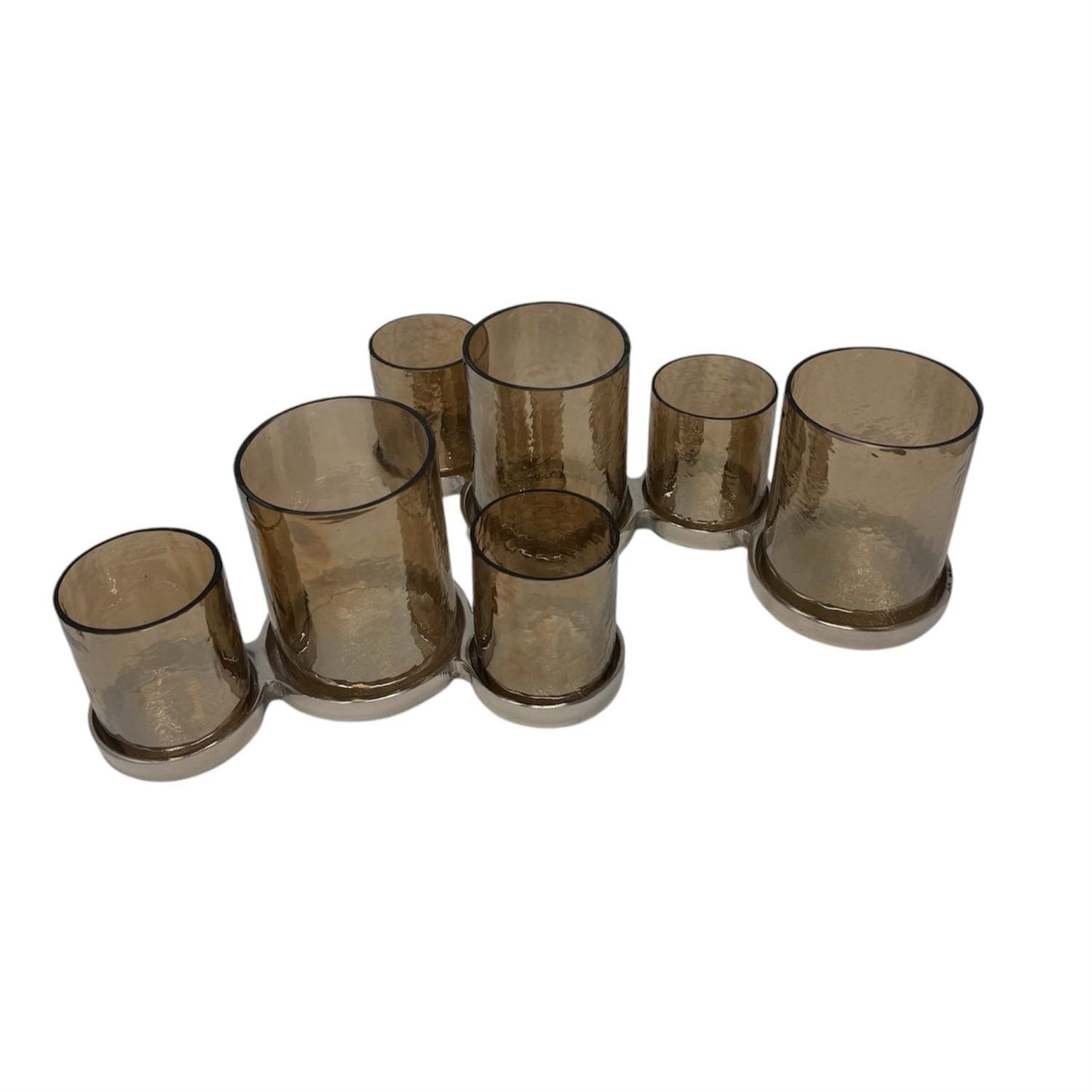 26"L Smoke Luster Glass Candle Holder Set of 7 pcs | SB