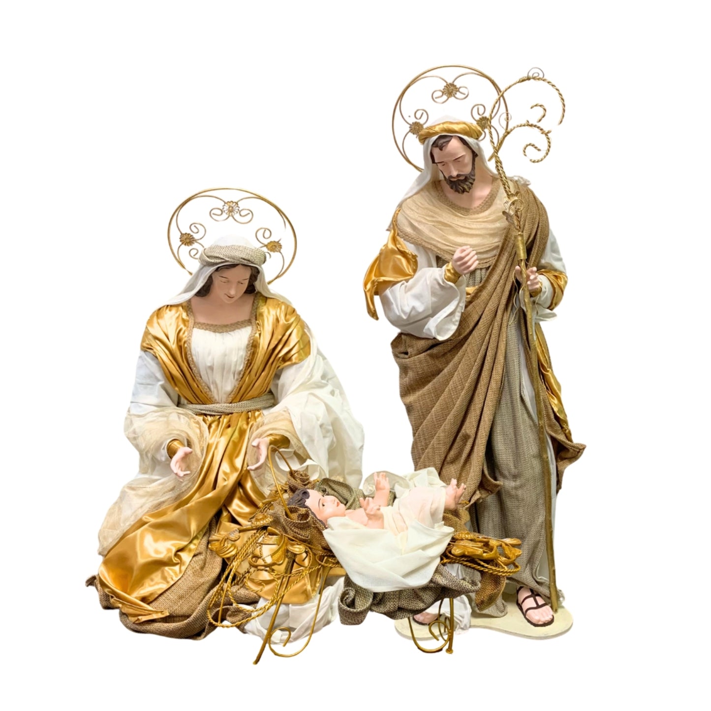 Gold Cream Fabric Holy Family Set 52” | StJ