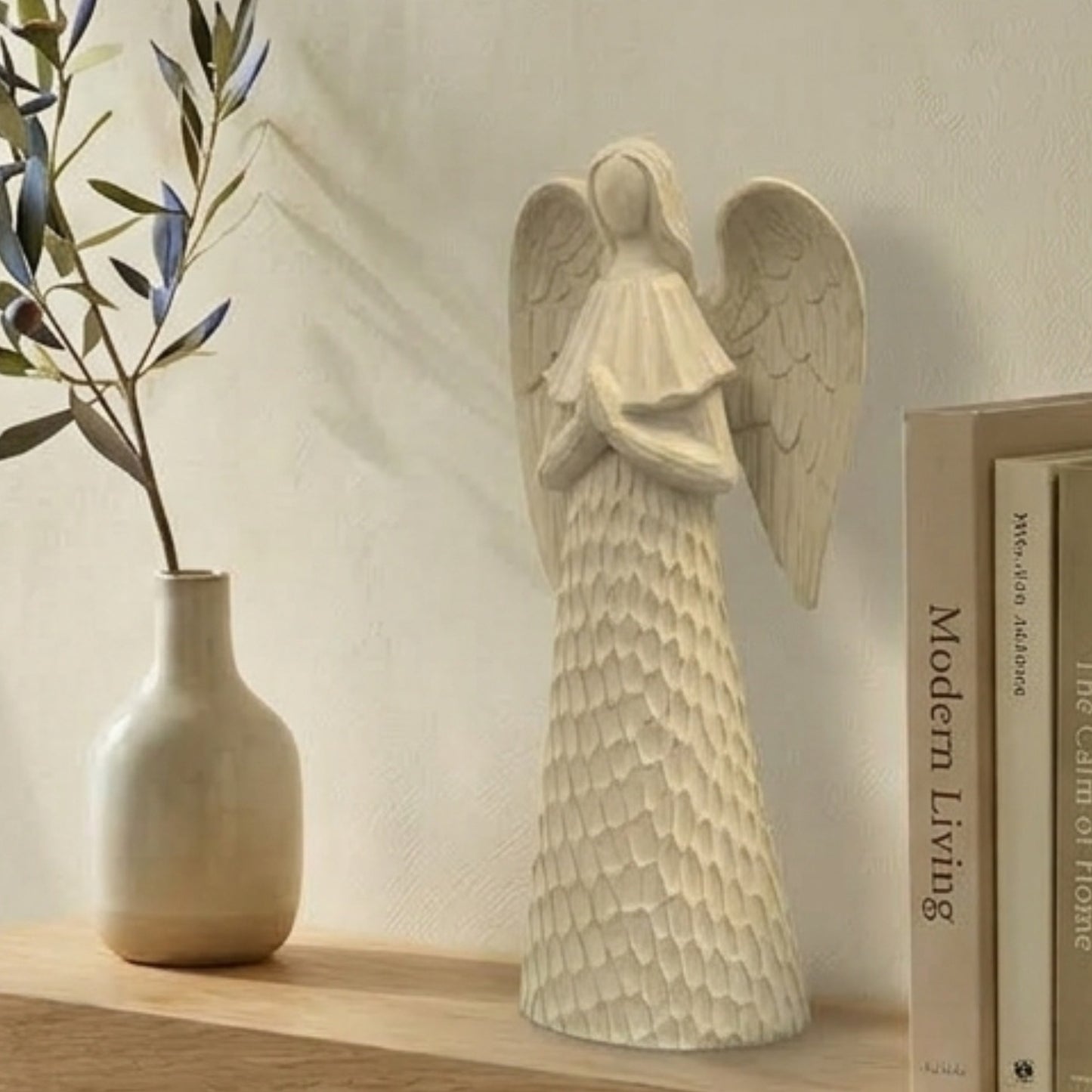 Ceramic Blessing Angel Tabletop Concrete 12" | LC