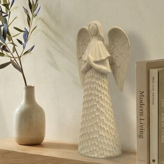 Ceramic Blessing Angel Tabletop Concrete 12" | LC