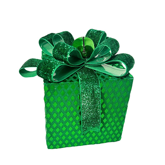 Metallic Diamond Print Package Table Top Green 6.5" x 5" |KS