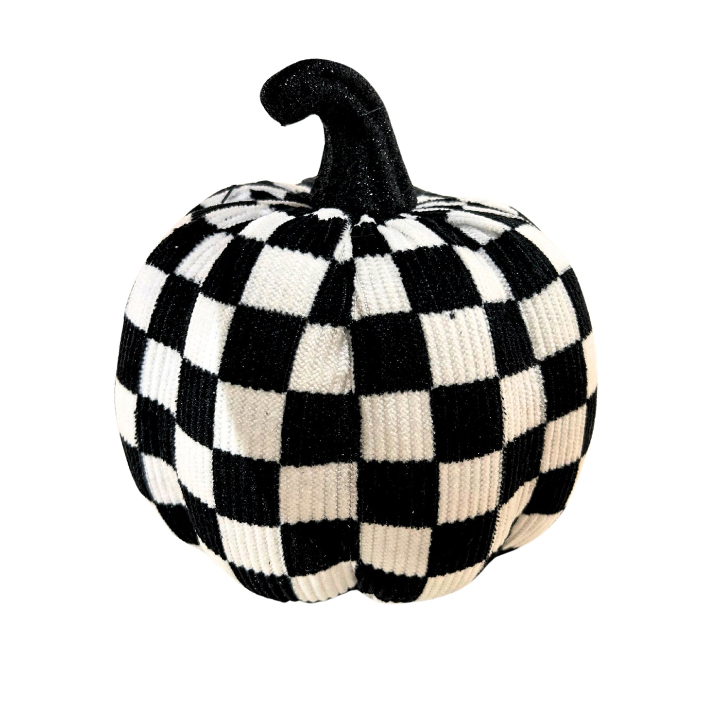 Fabric Black and White Check Pumpkin 8” |KS