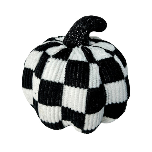 Fabric Black and White Check Pumpkin 4” |KS