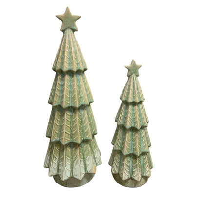 Ceramic Green Star Christmas Tree Set of 2 | LC