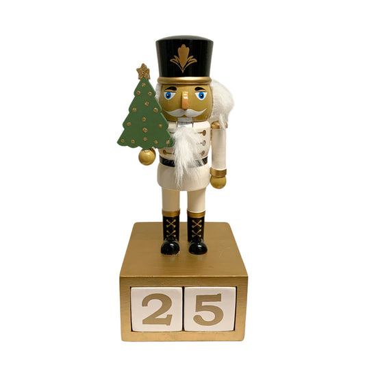 MDF White Nutcracker Tabletop Christmas Countdown 9.5” | LC