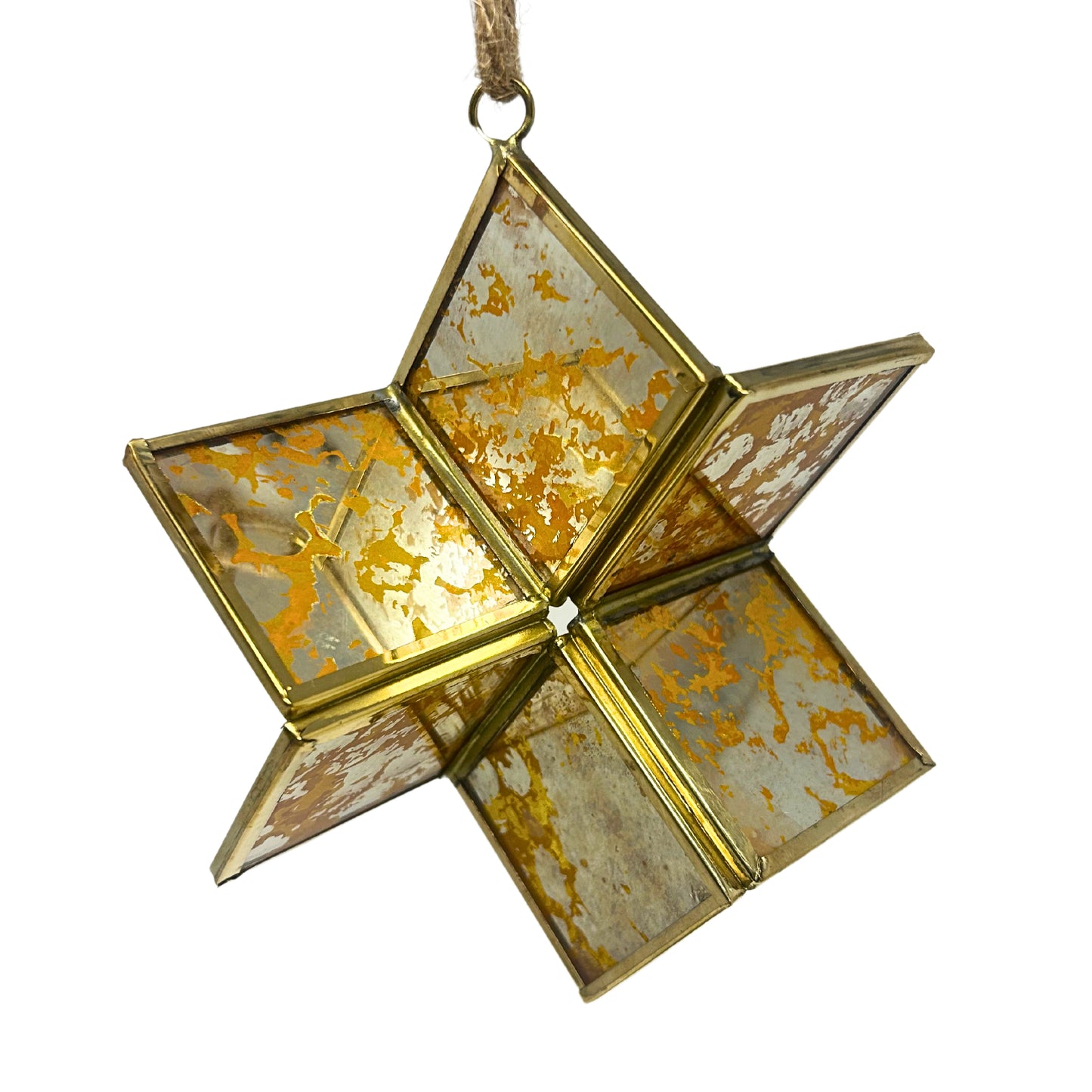 Antique Gold Glass 3D Star Ornament 5” | AM