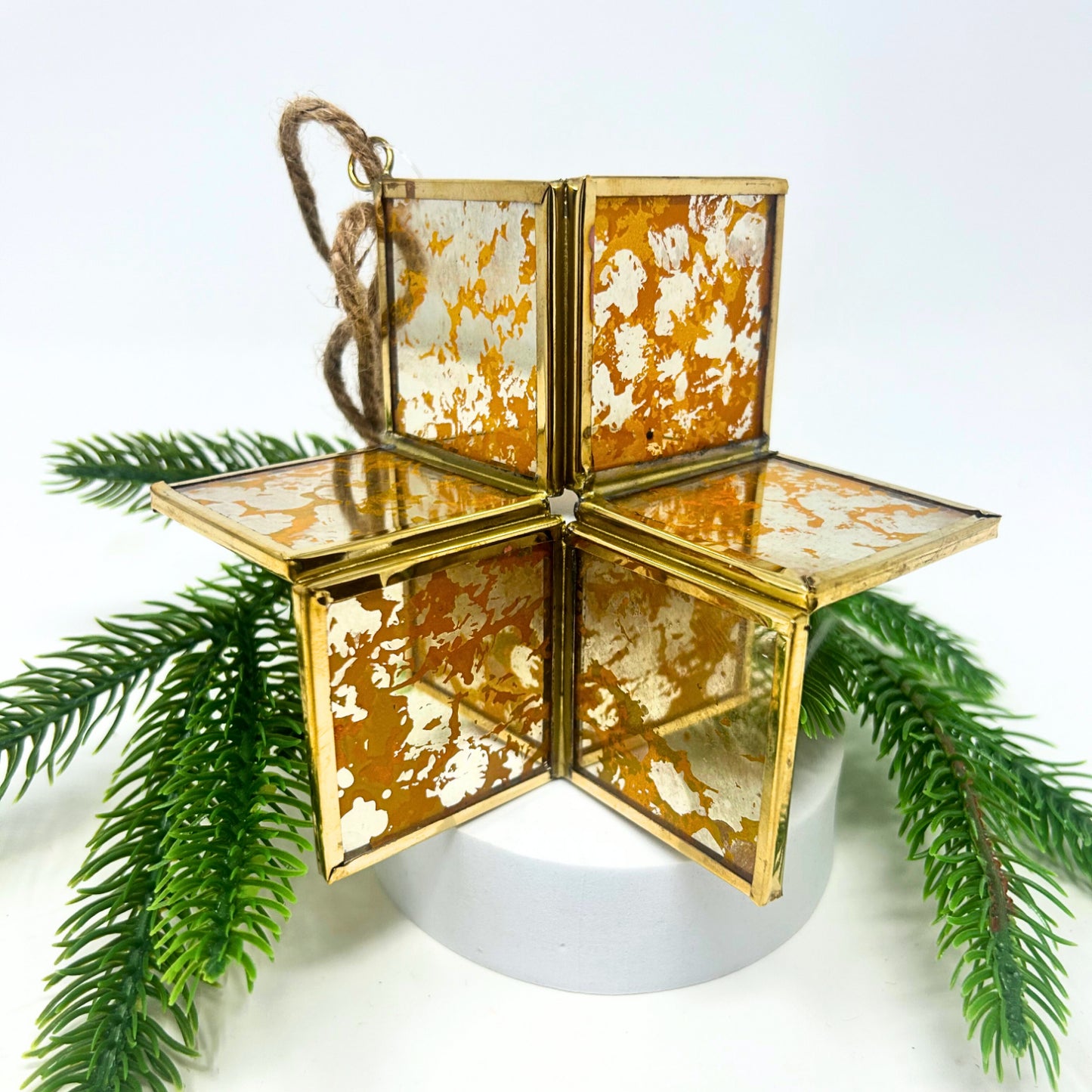 Antique Gold Glass 3D Star Ornament 5” | AM