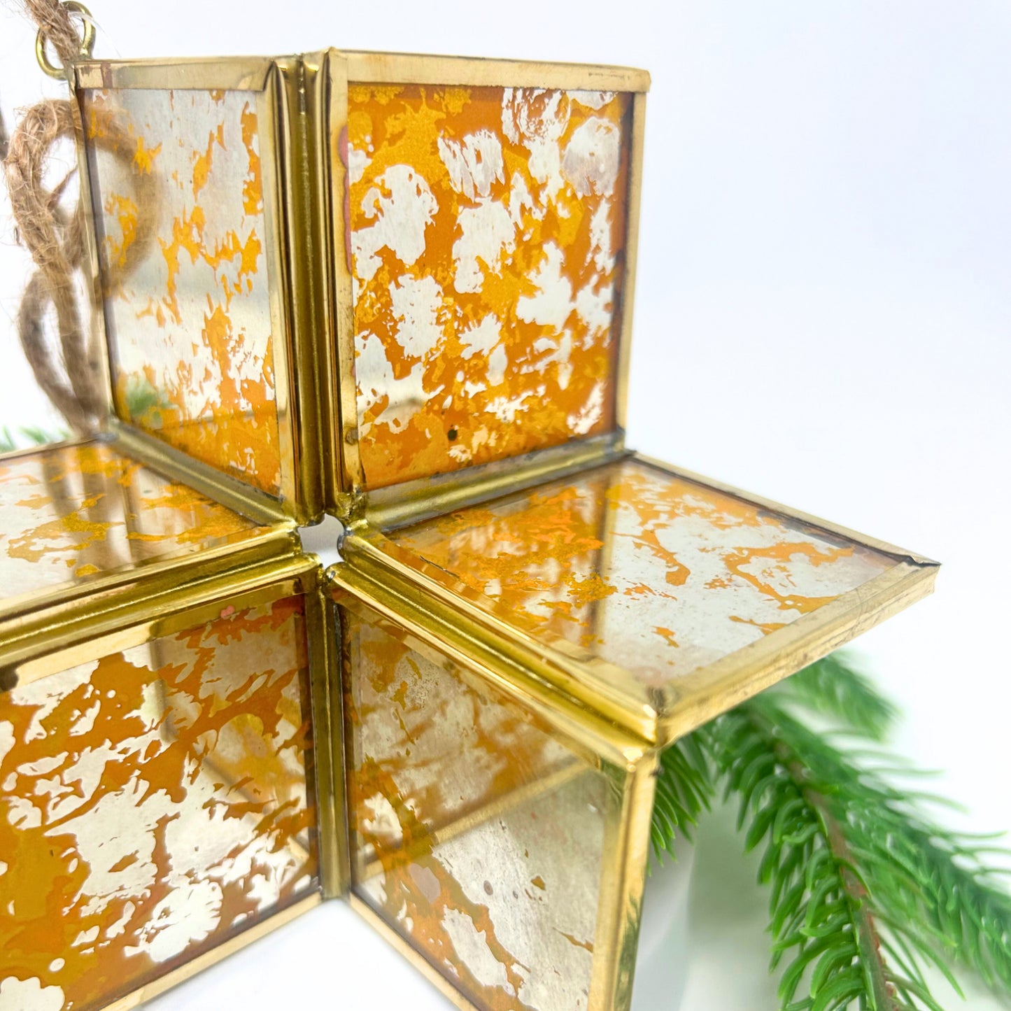 Antique Gold Glass 3D Star Ornament 5” | AM