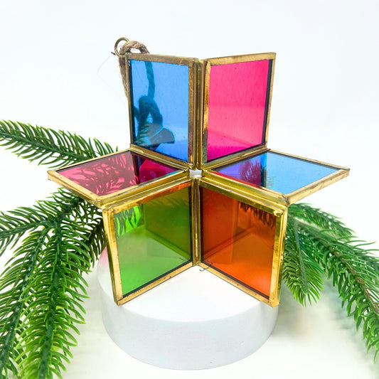 Antique Gold Glass 3D Star Ornament 5" | AM
