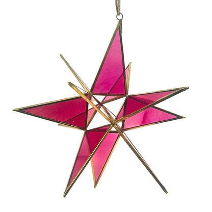 Hot Pink 3D Glass Star Ornament 12” | AM