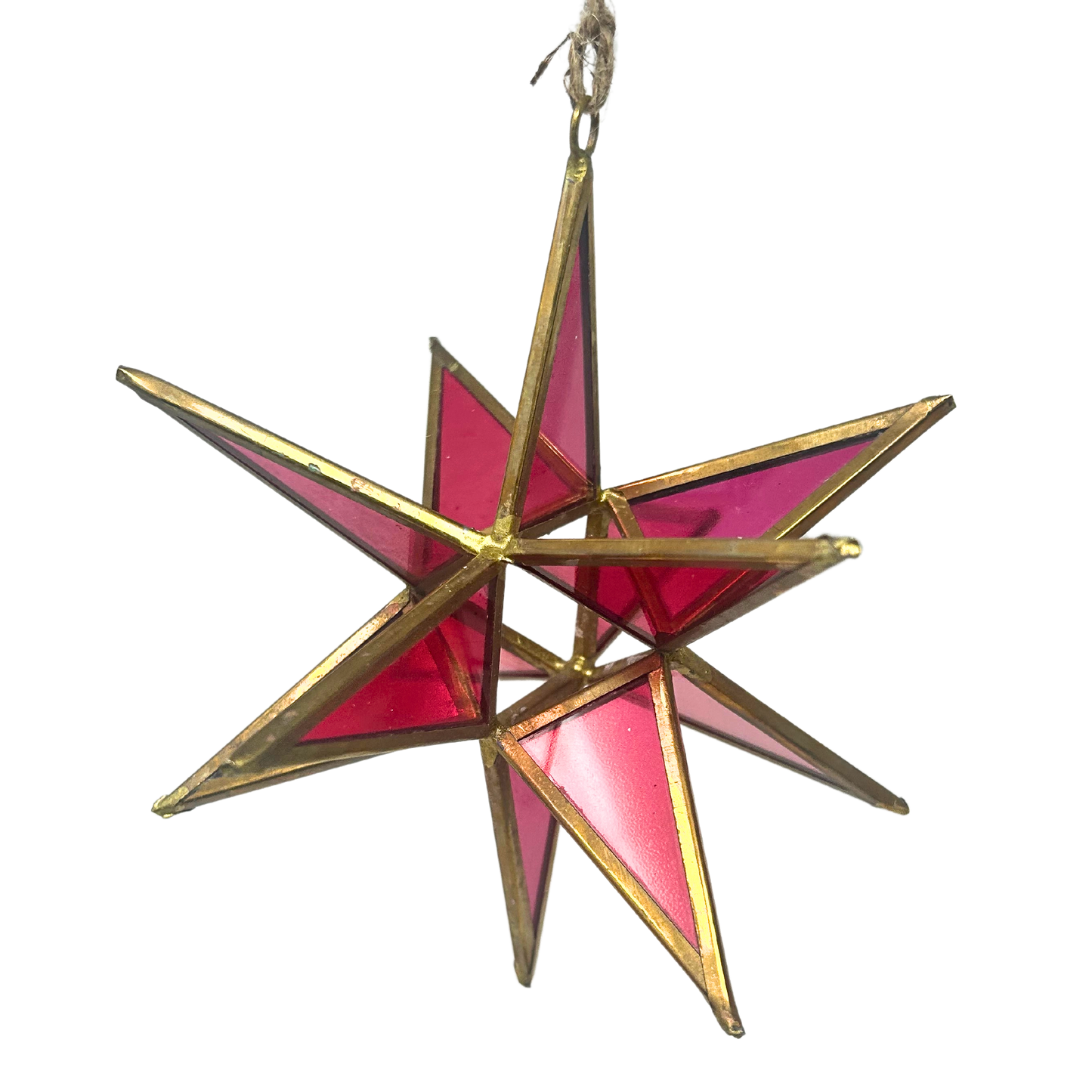 Hot Pink 3D Glass Star Ornament 7”