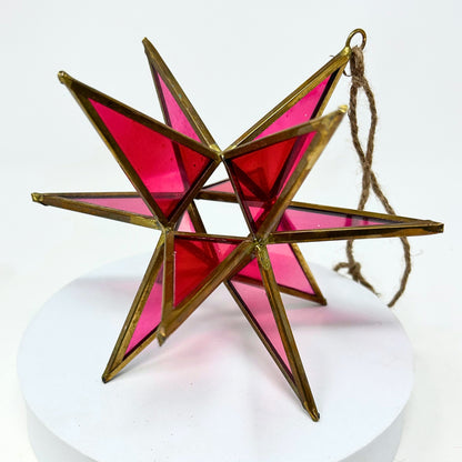 Hot Pink 3D Glass Star Ornament 7”