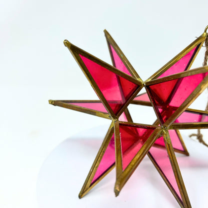 Hot Pink 3D Glass Star Ornament 7”