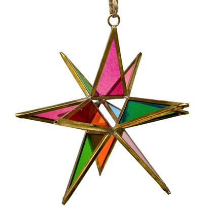 Multi Color Glass 3D Star Ornament 7” | AM